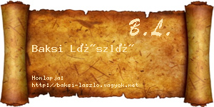 Baksi László névjegykártya